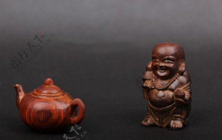 茶壶弥勒佛木雕图片