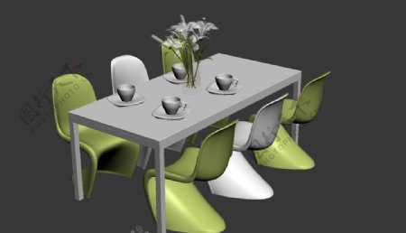 现代桌椅模型图片