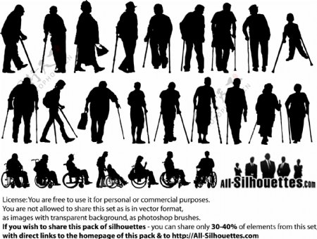 残疾人物剪影矢量图片