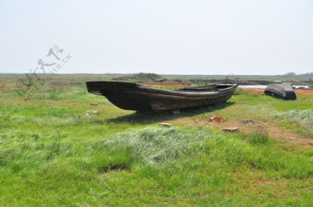 鄱阳湖枯水期的孤舟图片