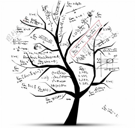 数学公式花纹树木图片