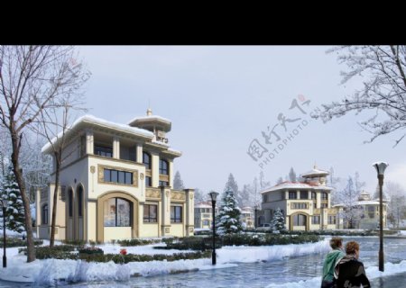 雪景别墅设计图片