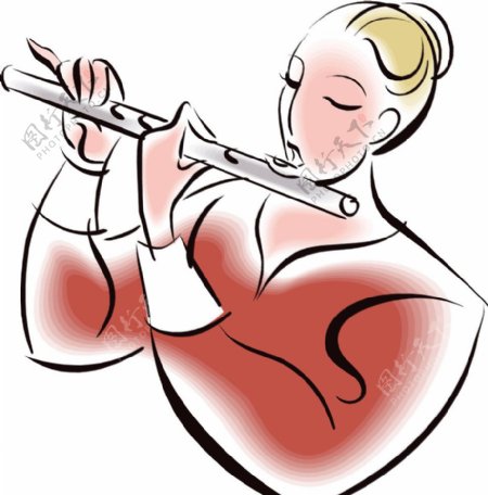 吹笛子的女人图片