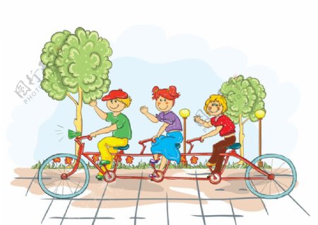 三个儿童自行车图片