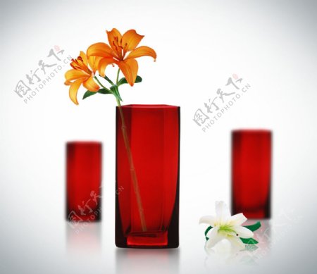 红色玻璃花插图片
