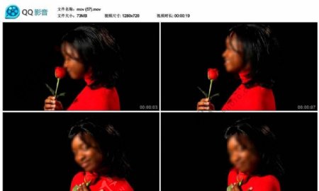 黑人女人和玫瑰花视频实拍素材