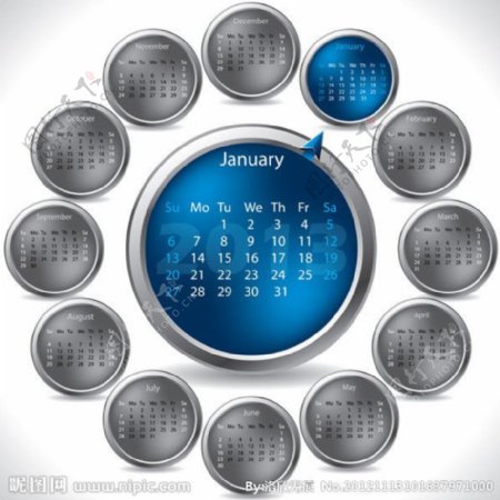 2013新年创意日历矢量图片