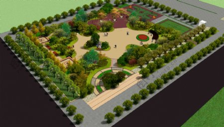 公园绿化效果图图片