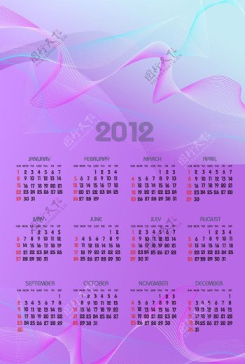 动感线条2012日历图片