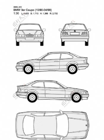 宝马3系BMW3erCoupe10900499汽车线稿图片