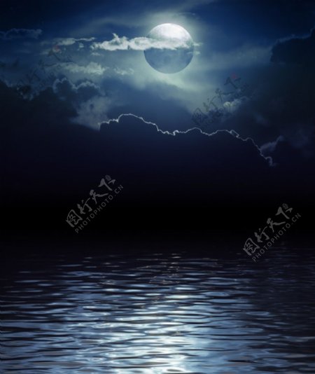 月色江面图片