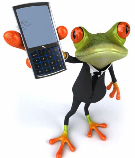 拿着手机的商务青蛙图片