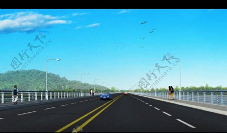 跨江大桥横断面效果图图片