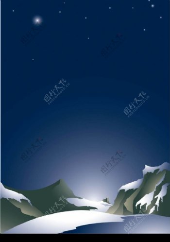 夜幕下的雪山图片