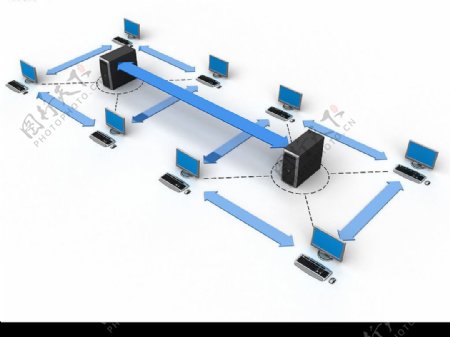 3D电脑网络连接图片