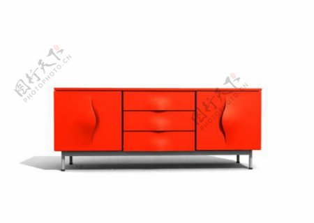红色电视柜模型图片