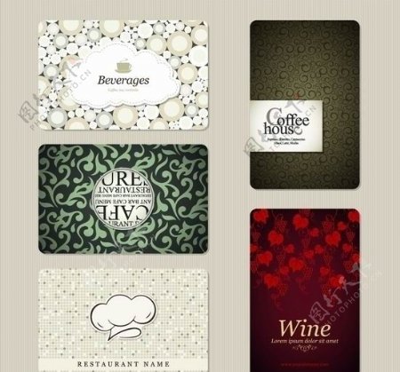 欧式花纹菜单封面设计餐厅名片卡片图片