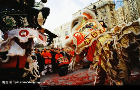 中国喜庆舞狮图片