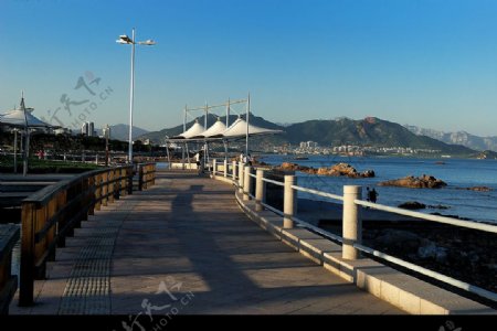 青岛海滨风景曲桥图片
