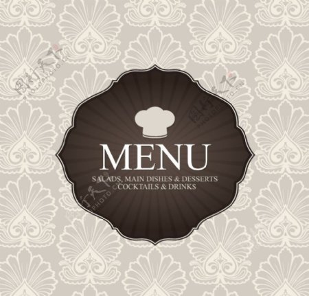 欧式花纹西餐厅菜单封面设计图片