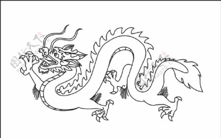 中国龙线条手绘图片