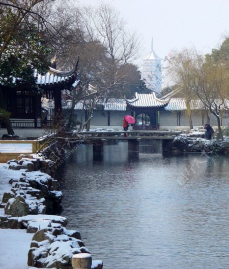 拙政园冬景图片