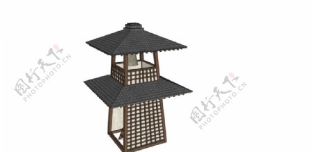 日式钟楼SKP模型图片