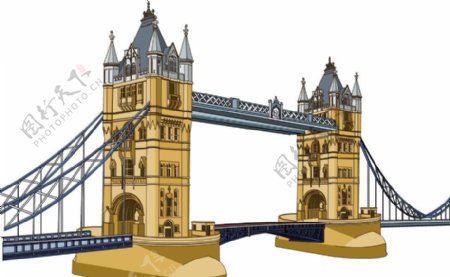 伦敦桥手绘矢量图图片