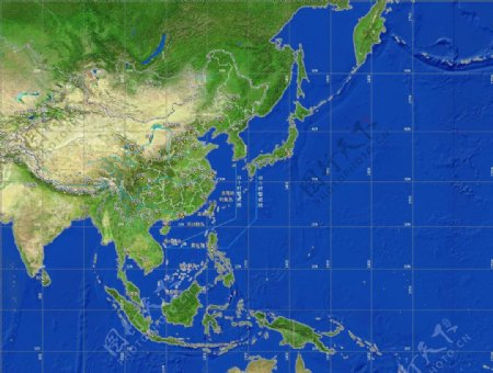带经纬度的亚洲卫星图图片