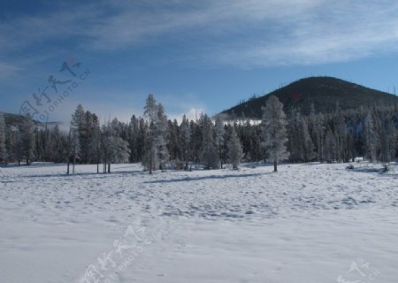雪景晴天图片