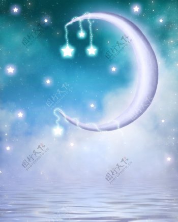 童话世界弯月星星图片