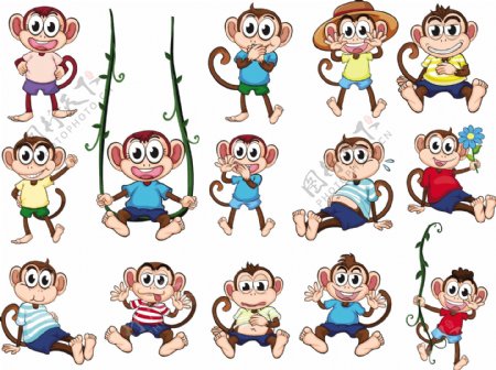 卡通小猴表情图片