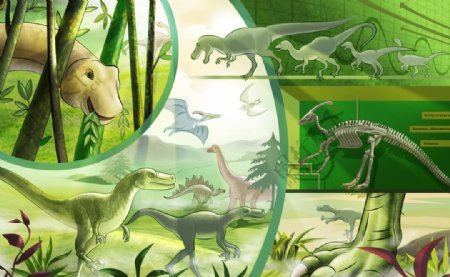 手绘动物世界恐龙图片