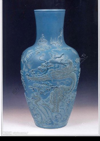 雕刻海水单龙瓶图片