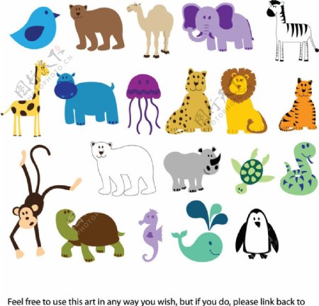 卡通动物园动物形象图片