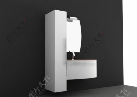 白色调洗手台3D模型图片
