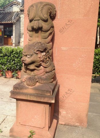 中国古典石狮子雕塑图片