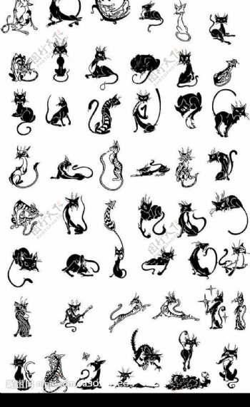 卡通猫矢量素材图片