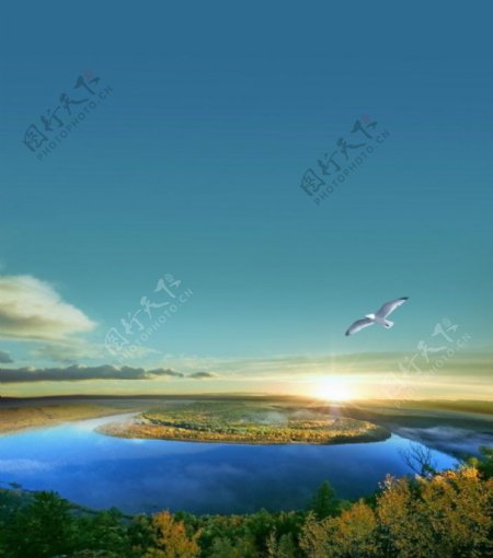 自然湖泊风景图片