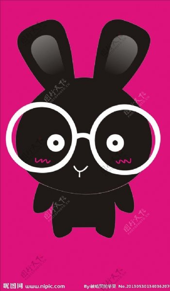 戴眼镜小黑兔图片