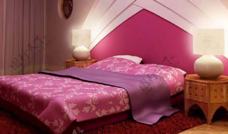 粉红色床品图片