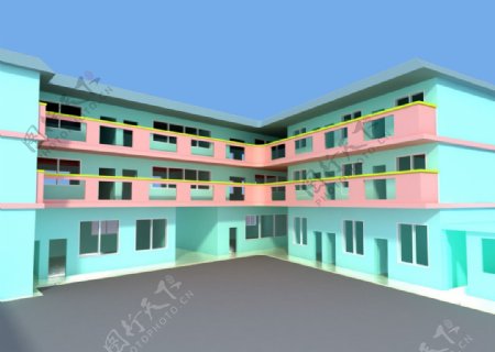 幼儿园建筑模型图片