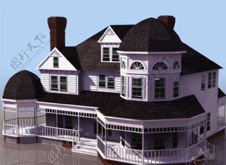 3D模型欧式小高层建筑别墅图片