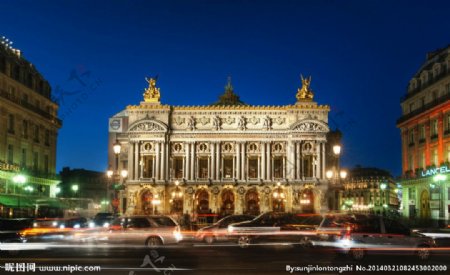 巴黎歌剧院夜景图片