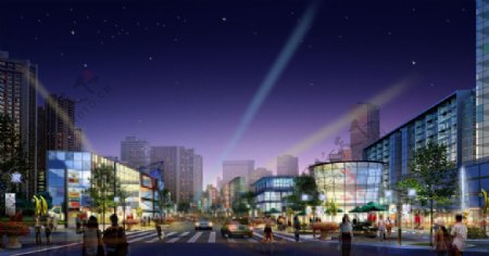 商业广场夜景设计图片