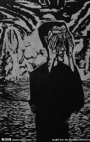 埃里克183赫克尔在原野中的人木刻版画图片