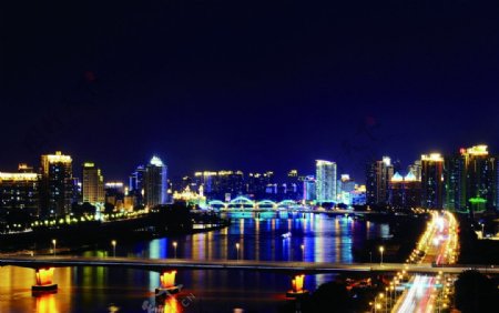美丽夜景解放大桥图片