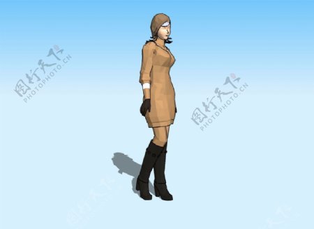 女子站式3D模型图片