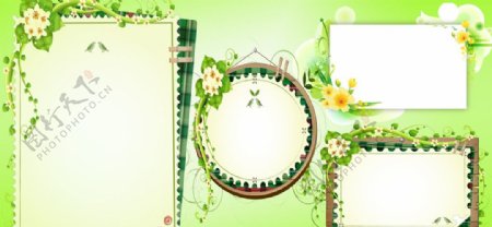 绿色蔓藤相框背景图片