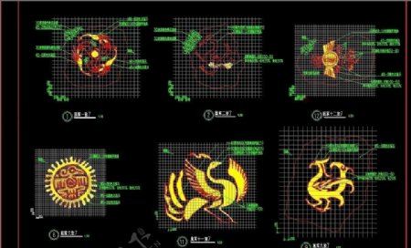 CAD凤凰图案图片